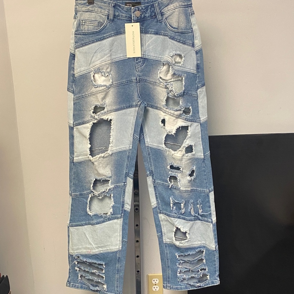 Hot & Delicious Light Blue Distressed Jeans